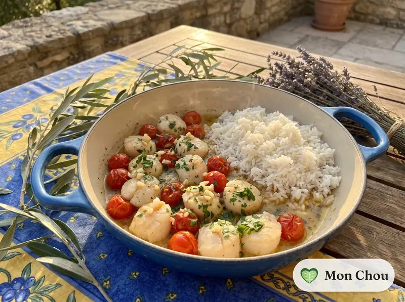 Saint-Jacques à la provençale et riz