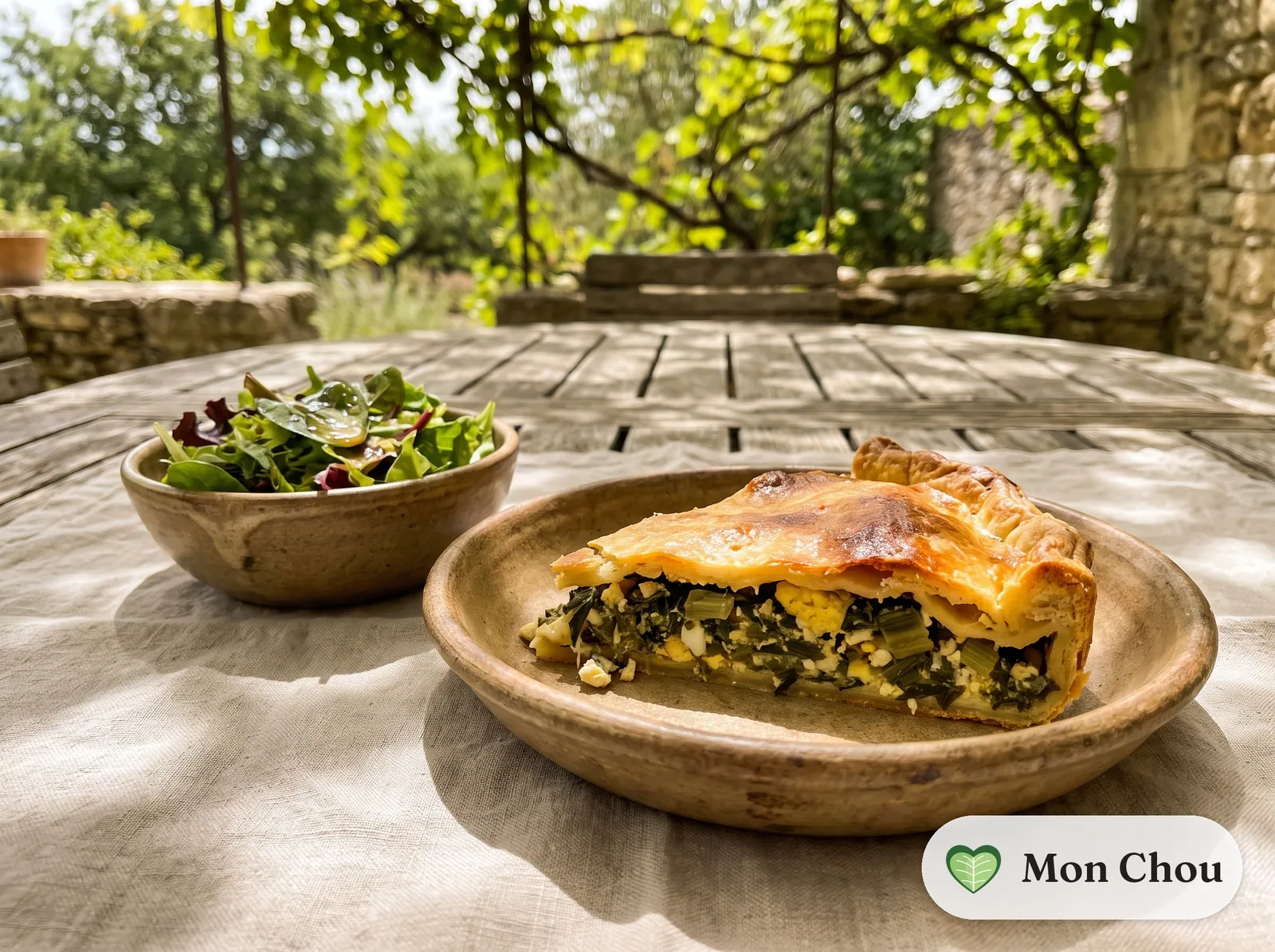 Tourte de blettes niçoise et salade