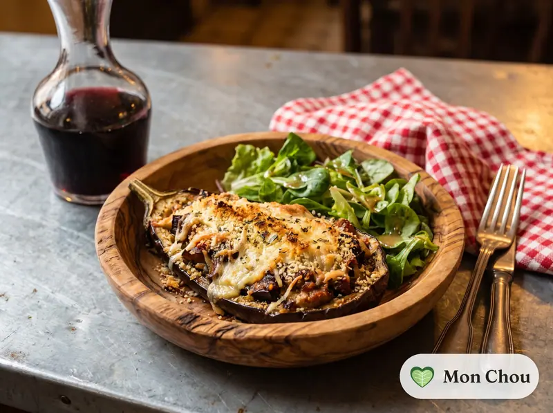 Aubergines à la bonifacienne et salade