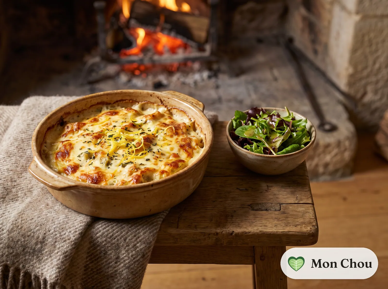 Gratin de cardons et salade