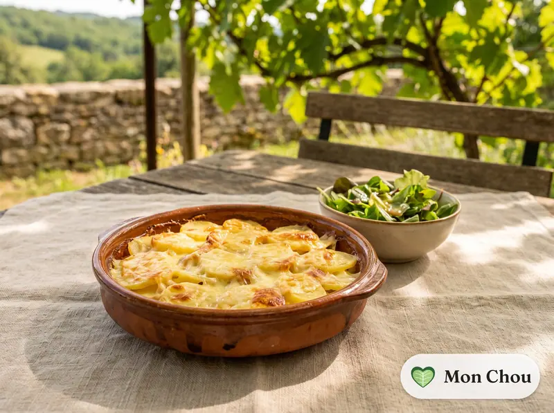 Gratin savoyard au beaufort et salade