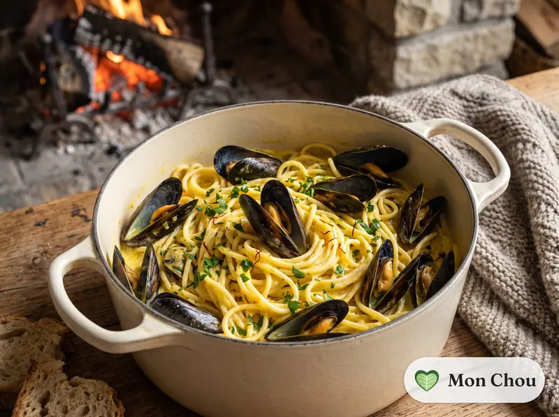 Pâtes aux moules et au safran