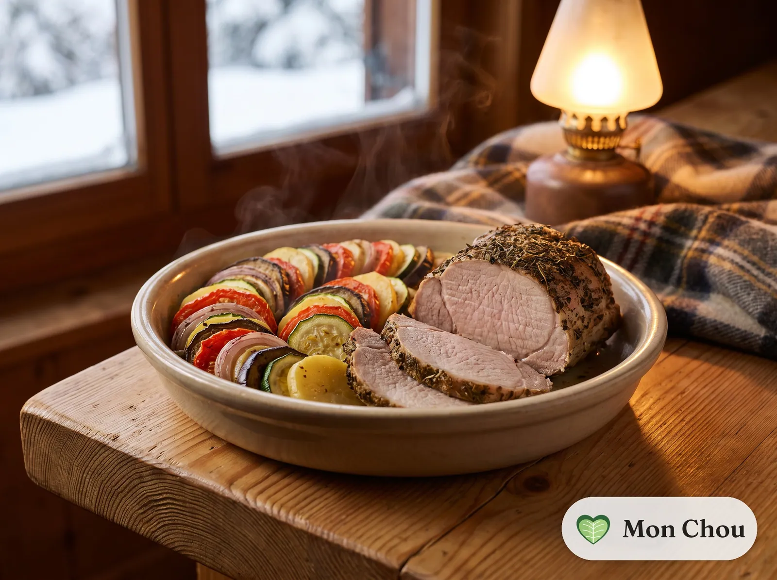 Schweinebraten mit Kräutern der Provence und Gemüsetian
