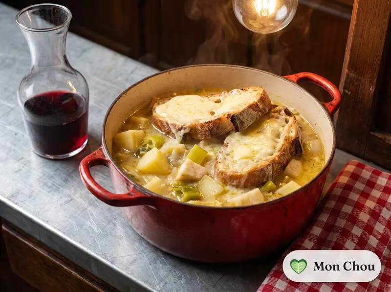 Savoyard soup with melted tomme toasts