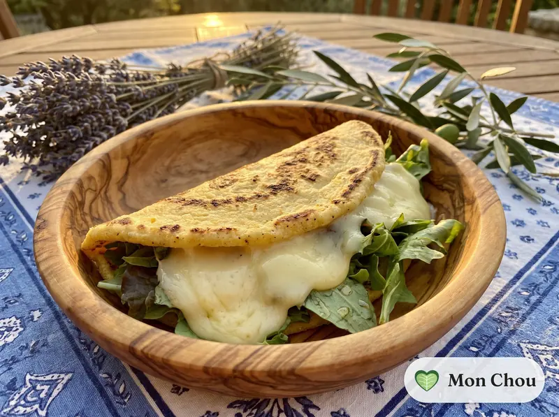Taloas au fromage de brebis et salade