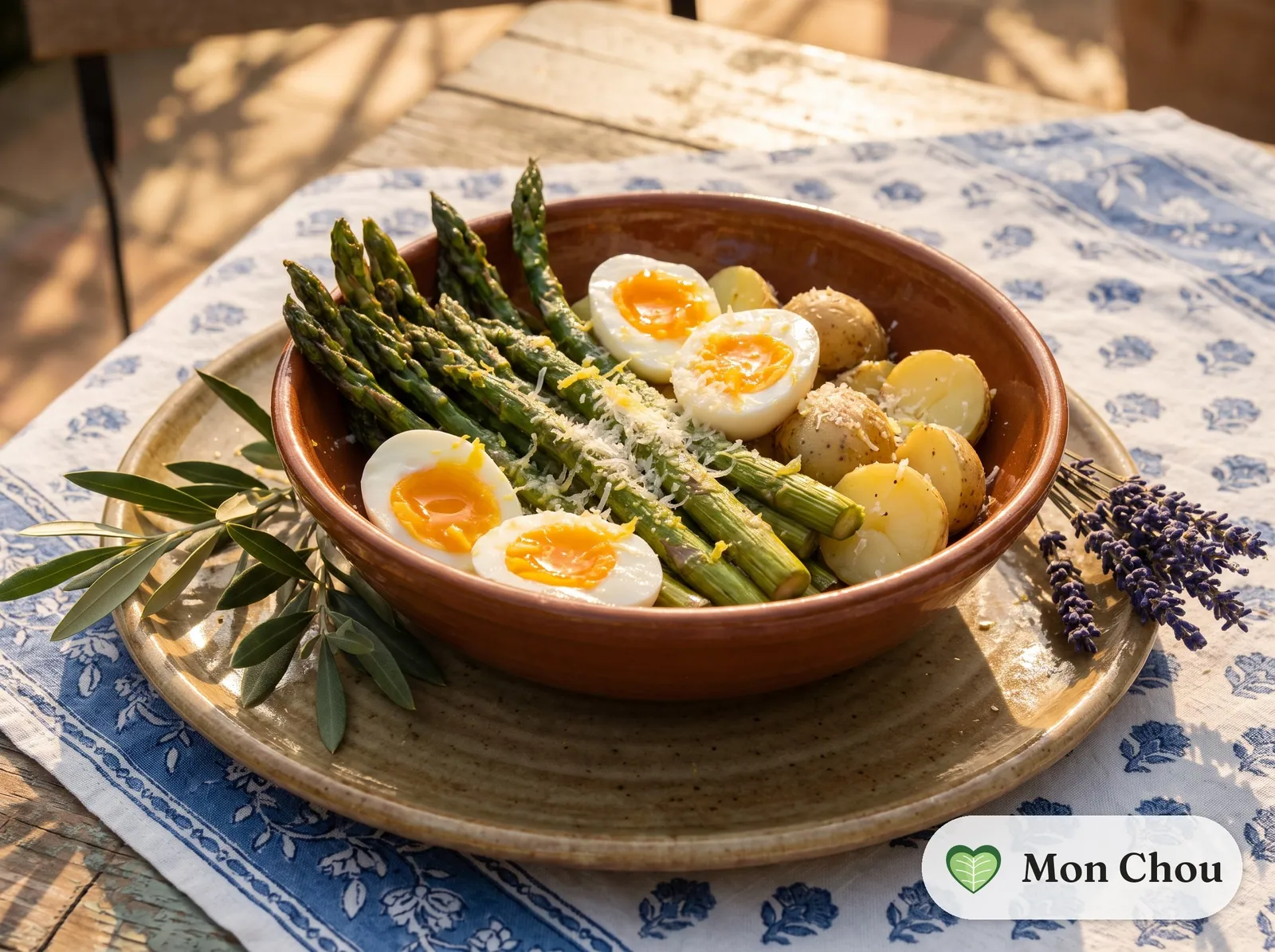 Green Asparagus with Soft Boiled Eggs and Potatoes
