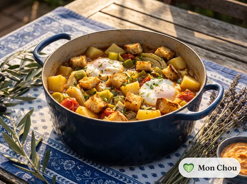 Bouillabaisse borgne mit Knoblauchcroutons