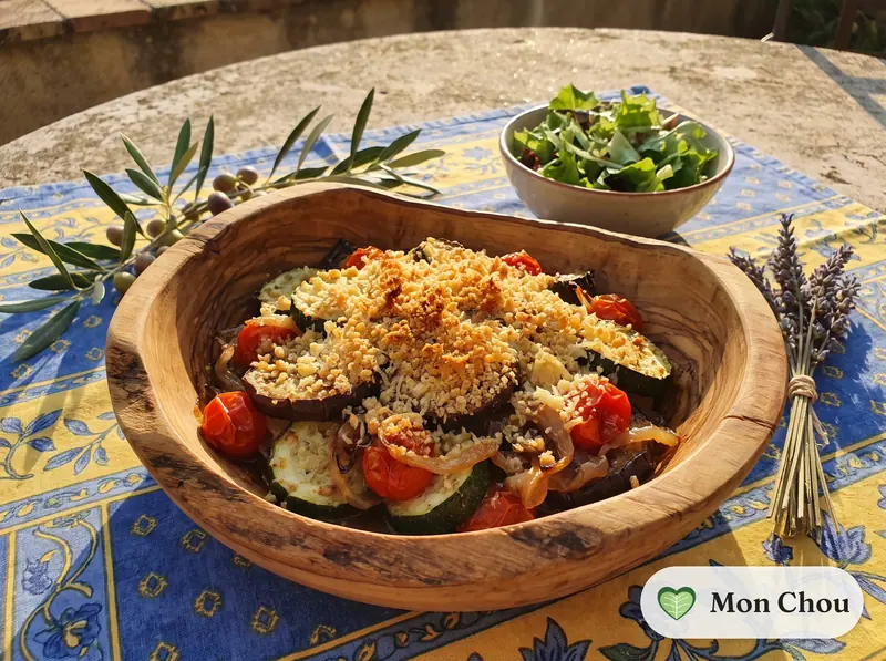 Summer vegetable crumble with parmesan