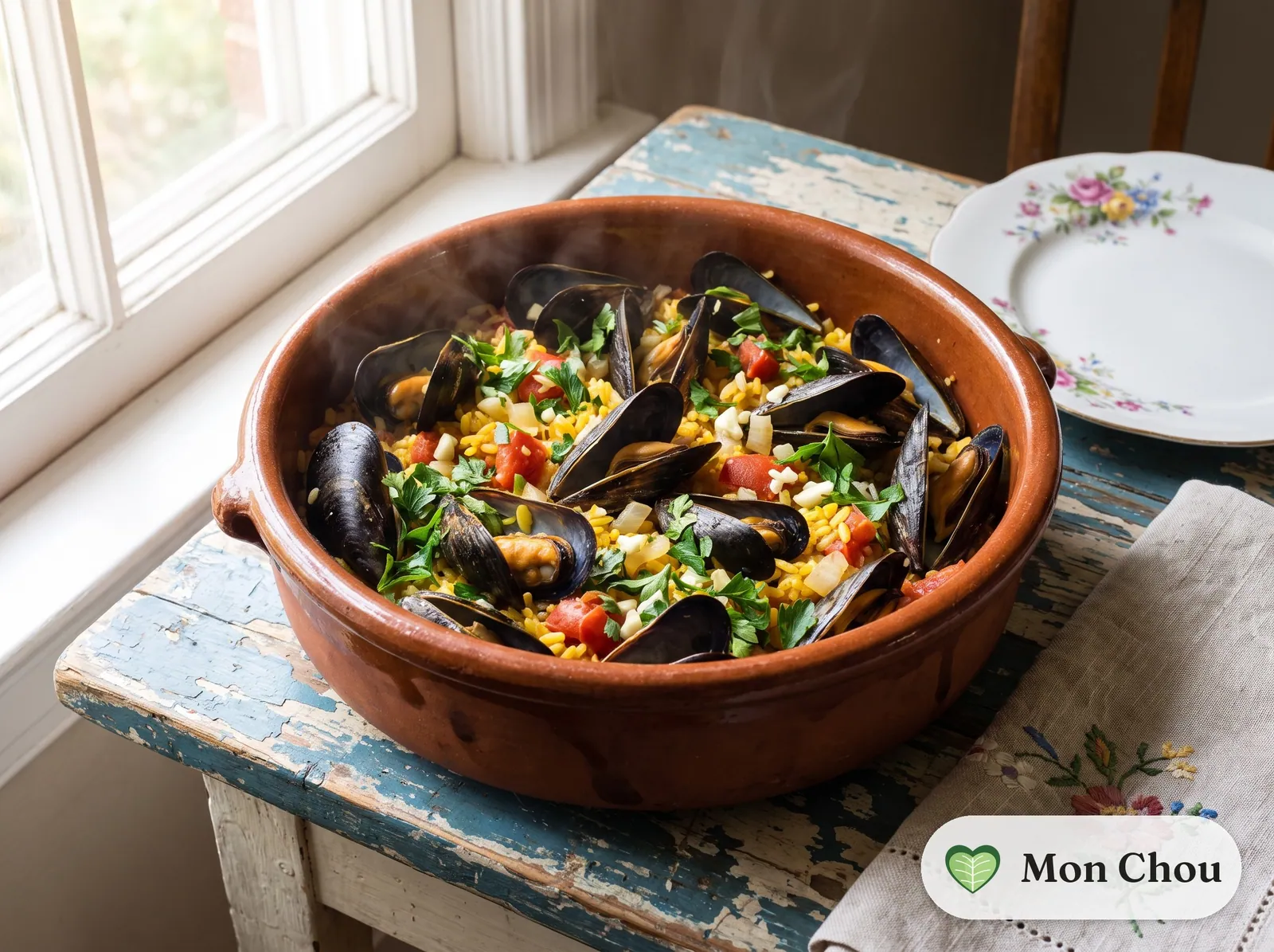 Moules à la catalane et riz