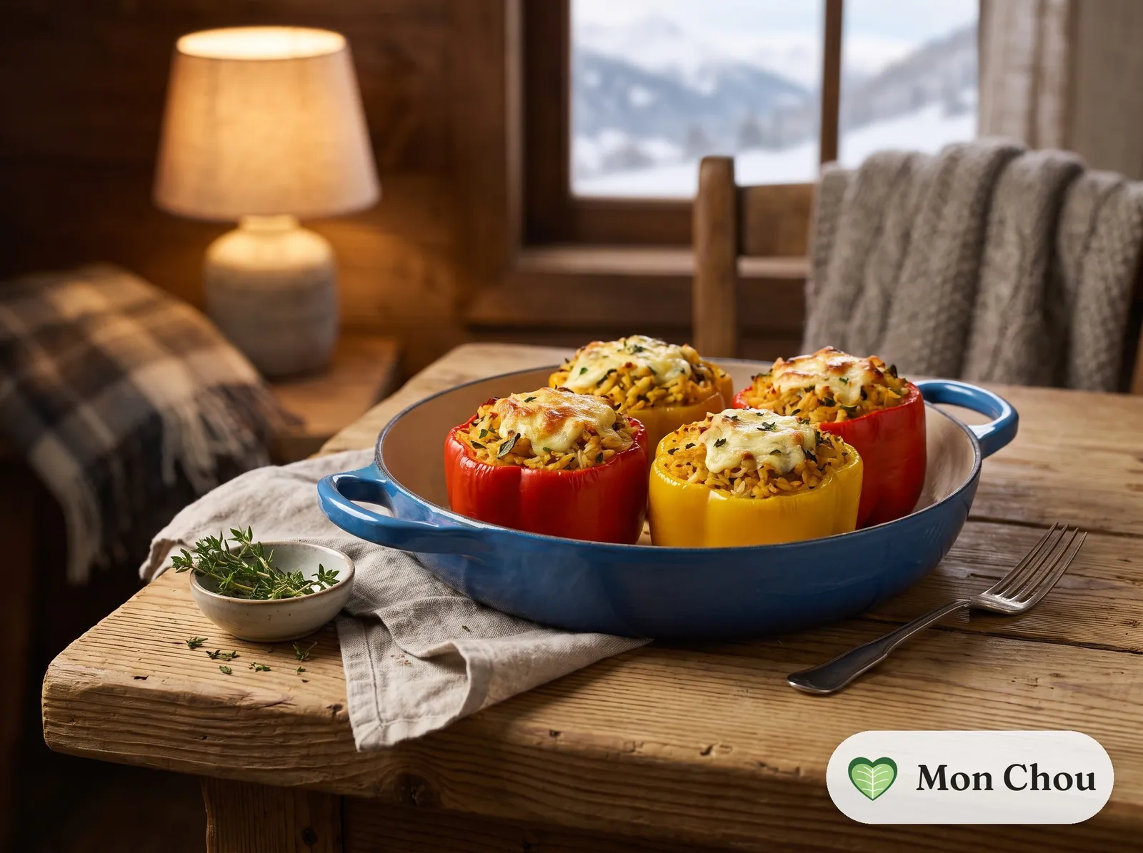 Poivrons farcis au riz et au fromage de brebis