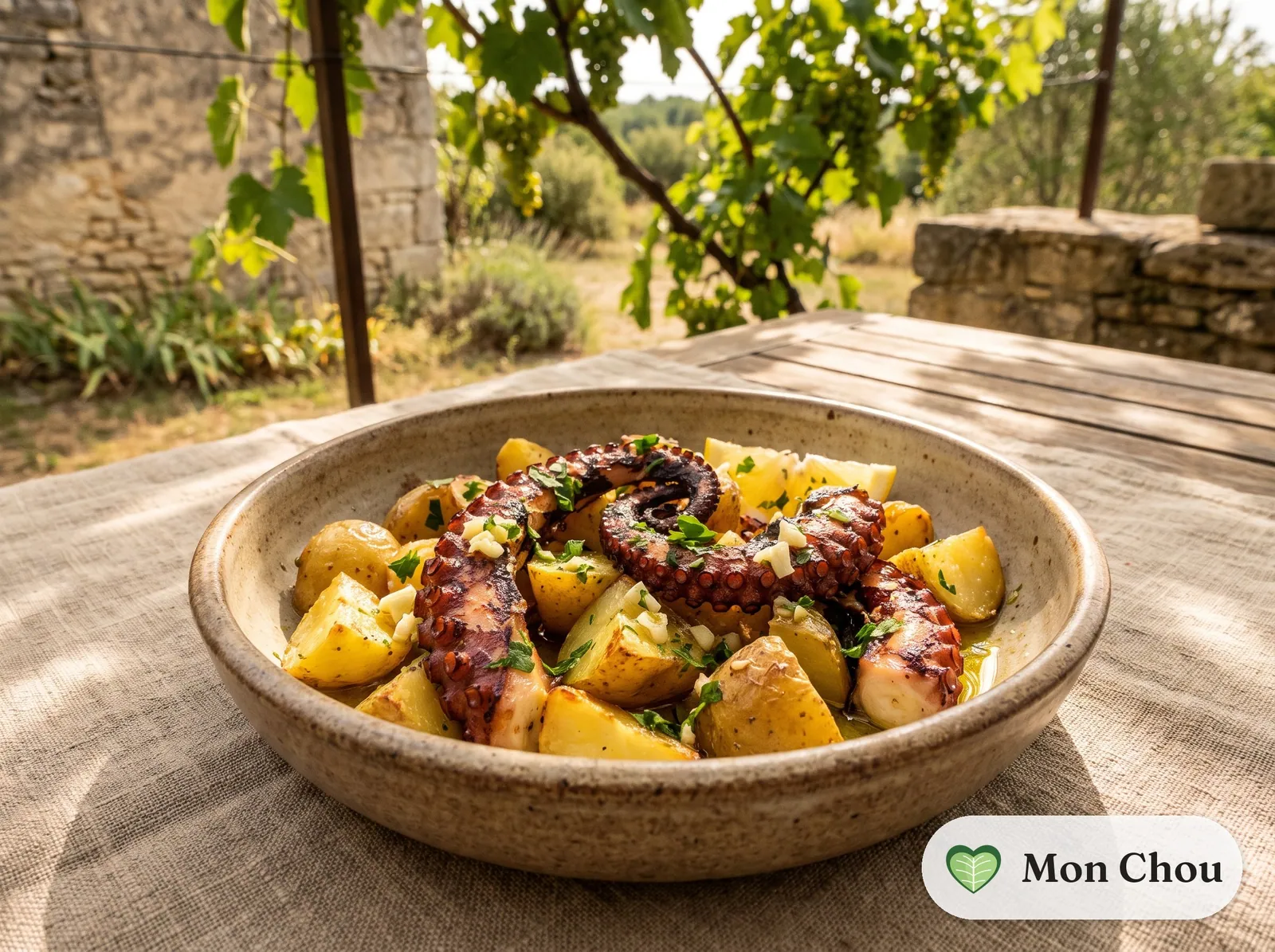 Poulpe grillé et pommes de terre à l&rsquo;huile d&rsquo;olive