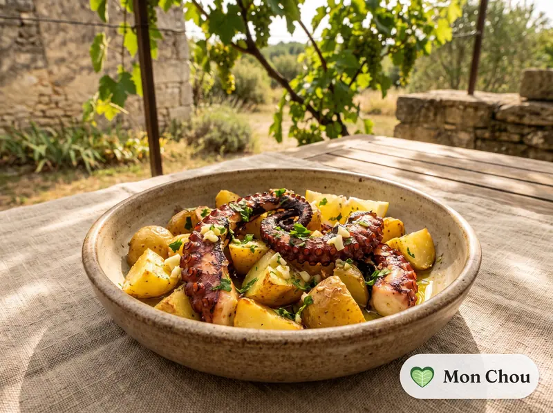 Poulpe grillé et pommes de terre à l&rsquo;huile d&rsquo;olive
