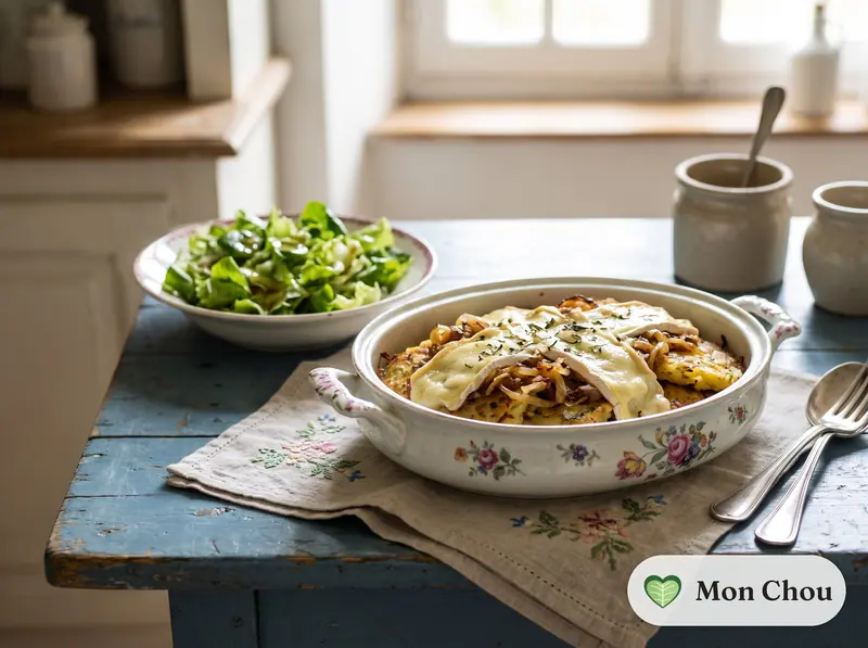 Röstis au reblochon et salade
