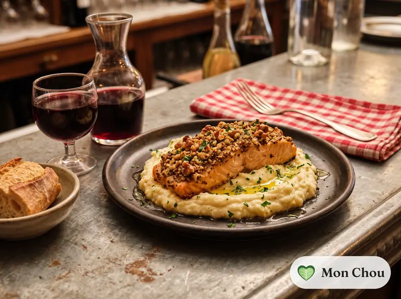 Lachs in Walnusskruste mit Selleriepüree