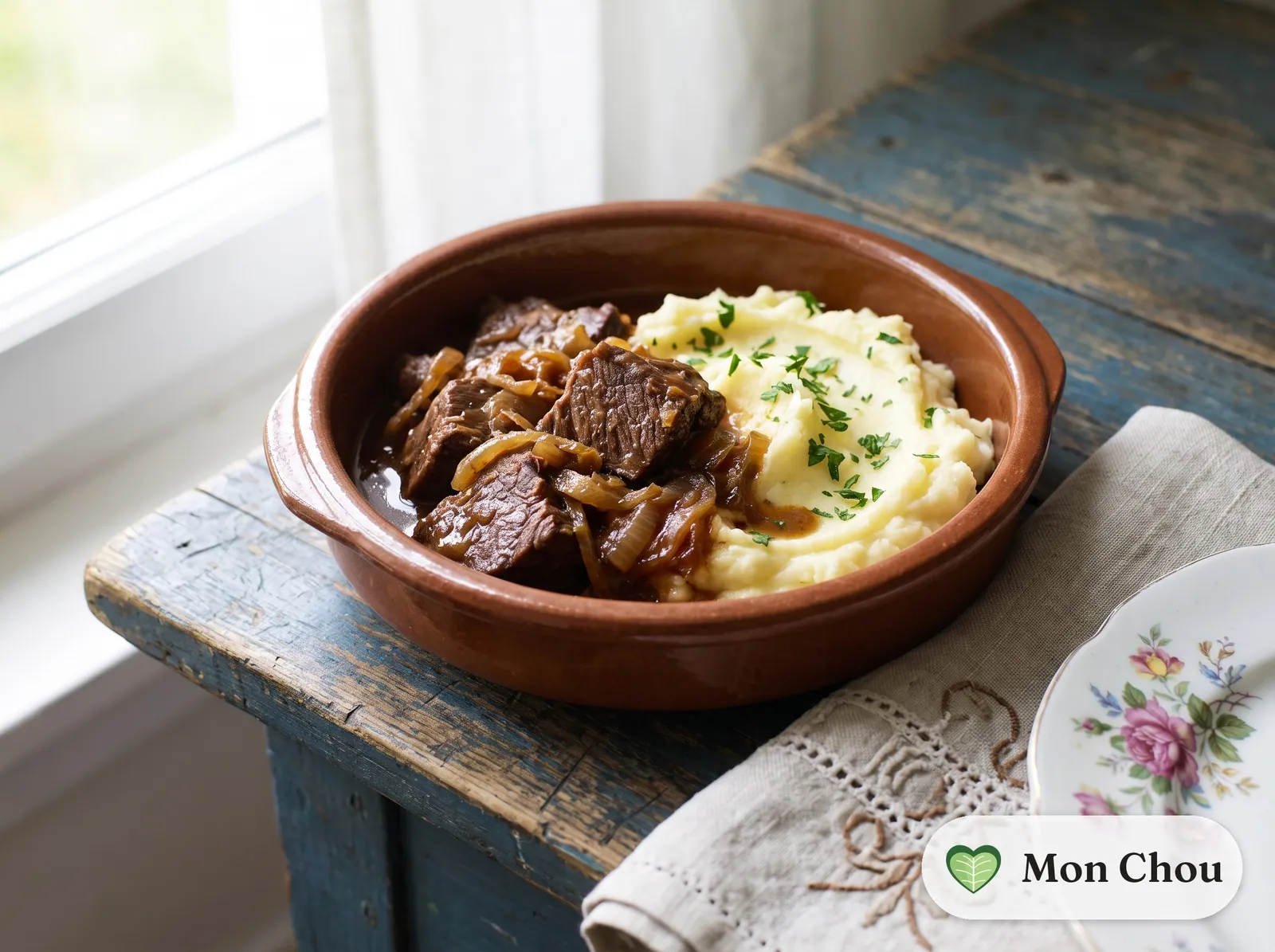 Rindfleisch Mironton mit Kartoffelpüree