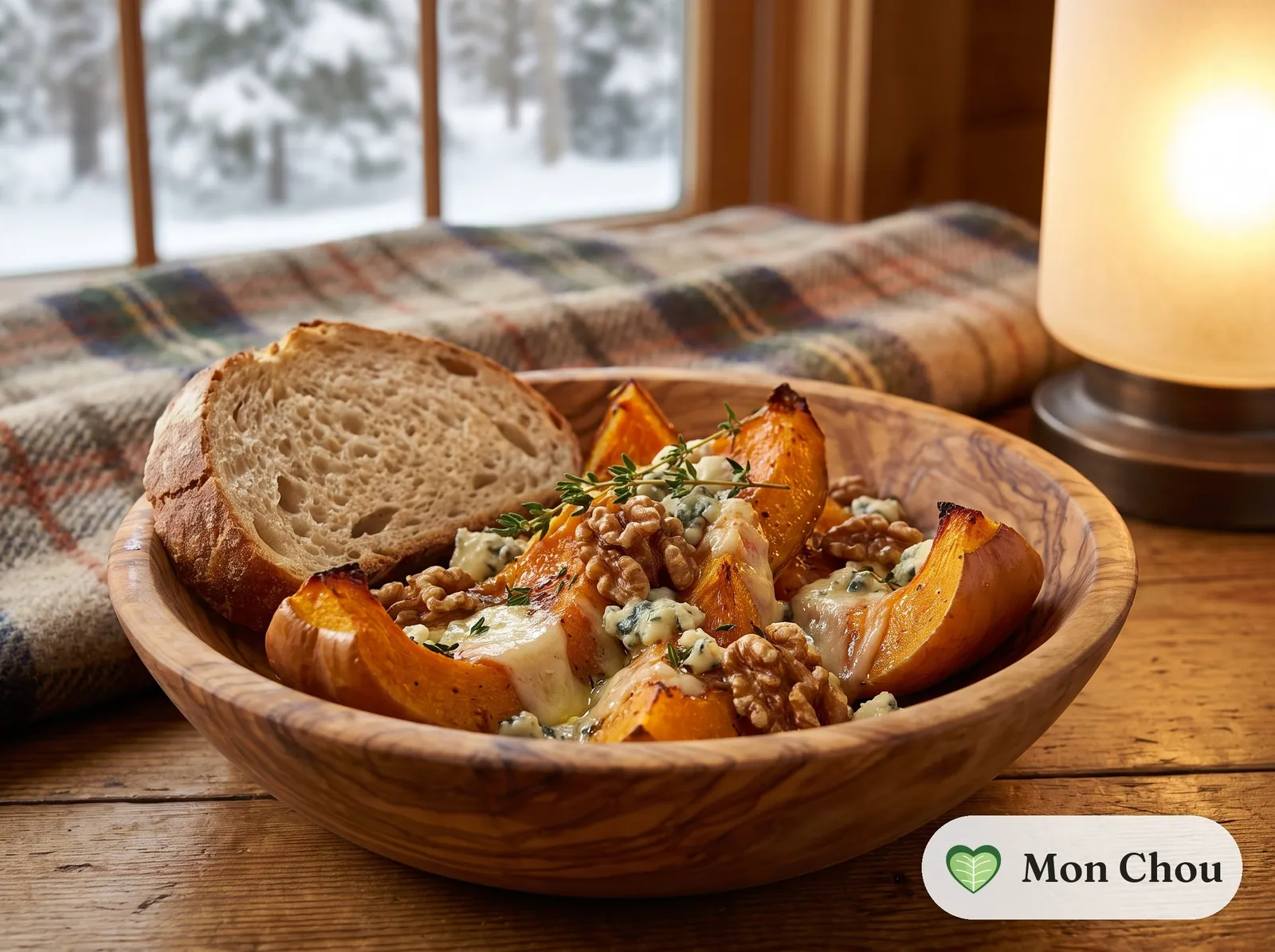 Courge rôtie au bleu d&rsquo;Auvergne et aux noix