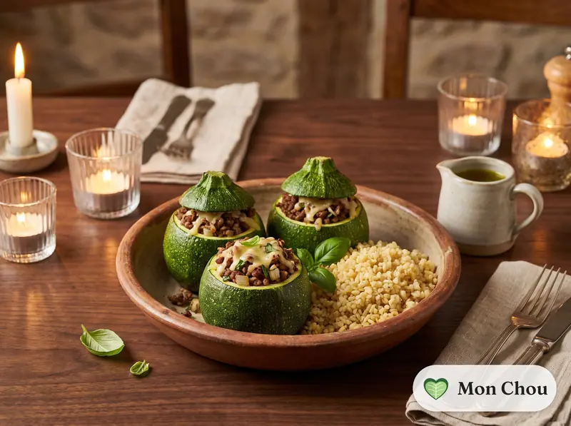 Courgettes rondes farcies et boulgour