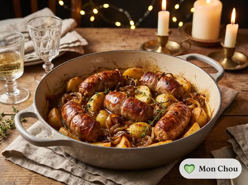 Crépinettes de porc et pommes de terre rôties