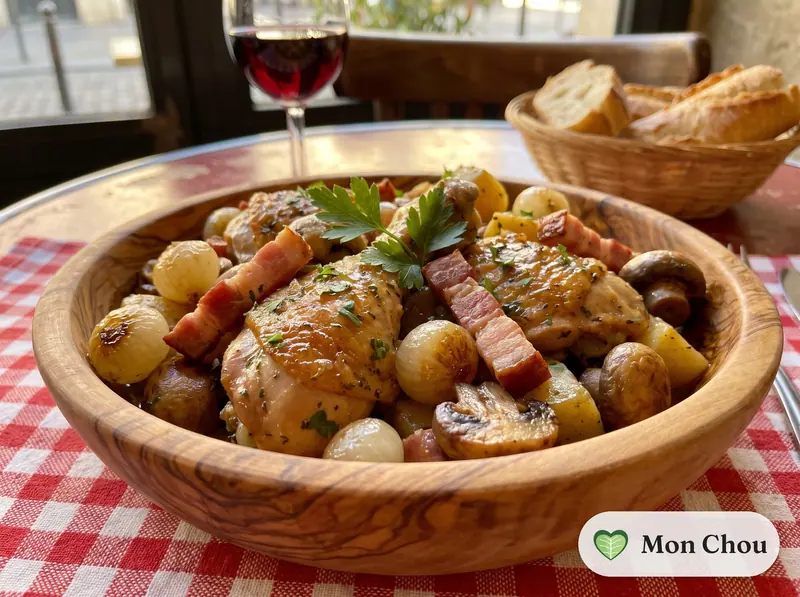 Poulet grand-mère aux lardons et pommes de terre