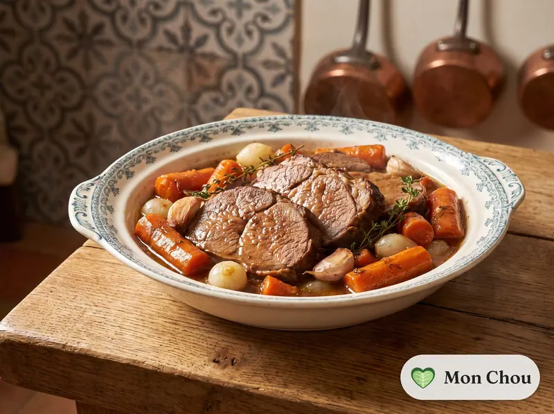 Geschmorter Kalbsbraten mit zarten Karotten