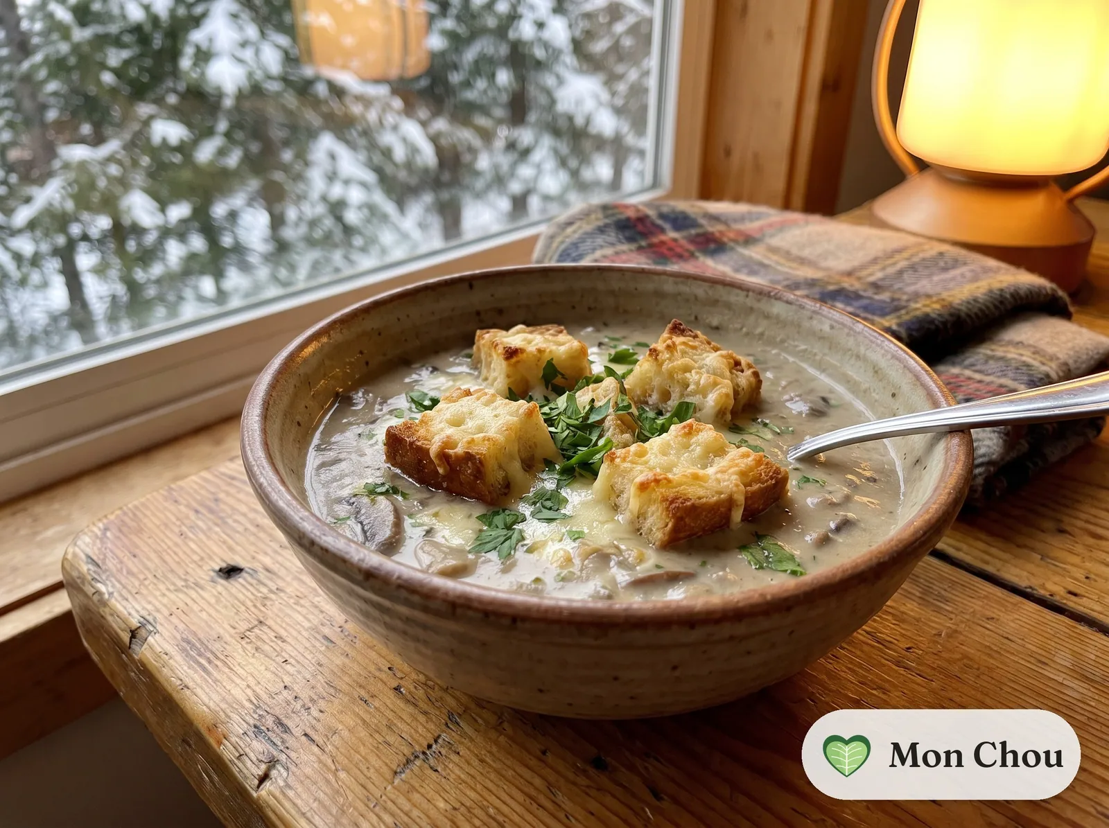 Mushroom velouté with comté croutons