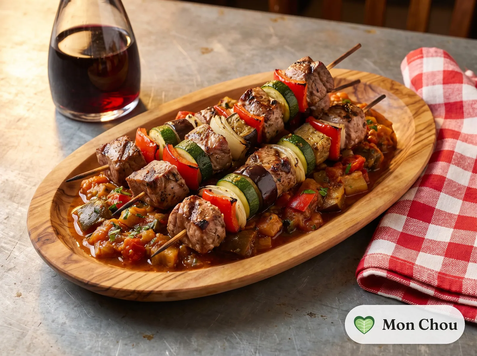 Marinierte Schweinespieße mit Ratatouille