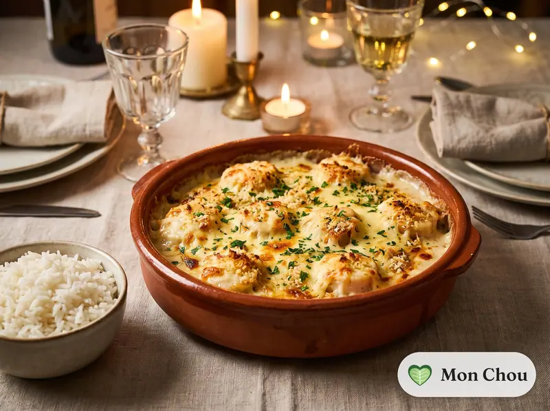 Baked scallops gratin with rice