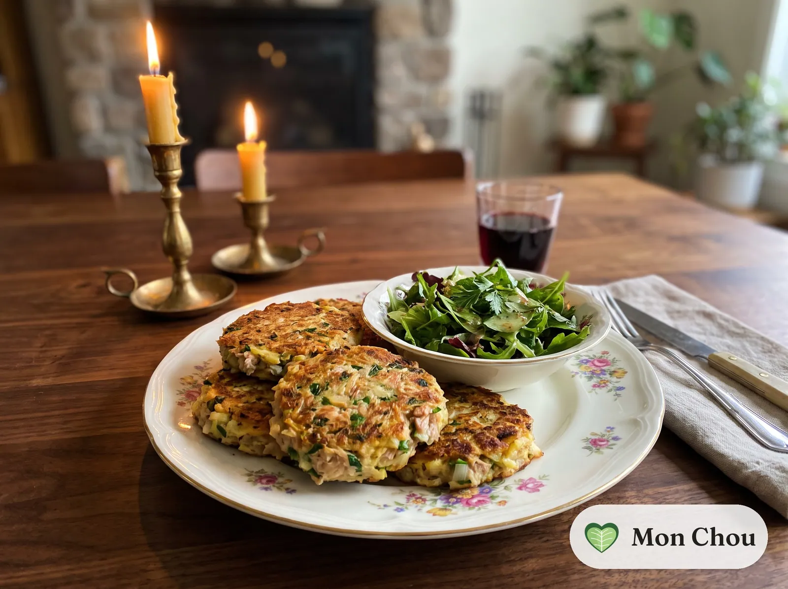 Thunfisch-Kartoffel-Frikadellen mit grünem Salat