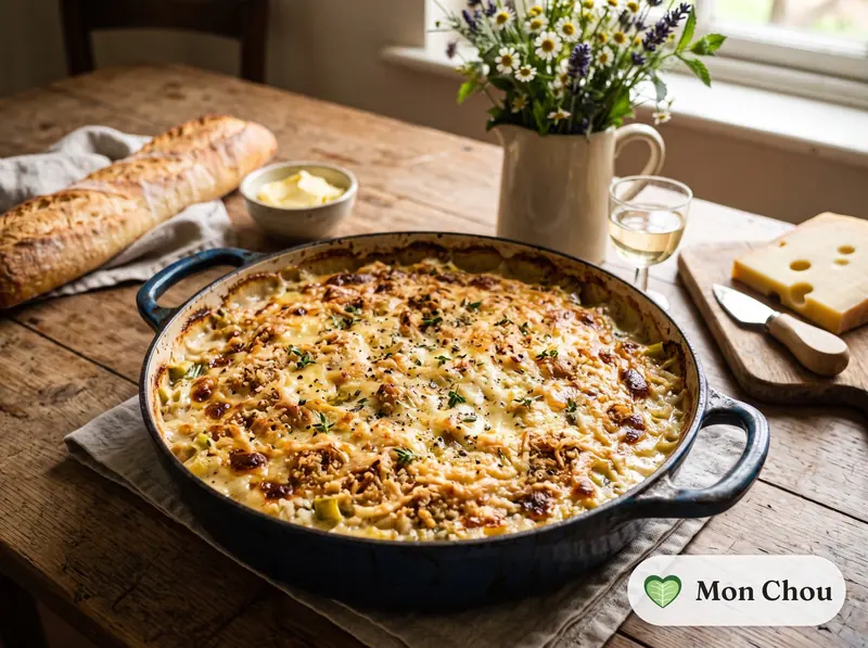Gratin de poireaux et riz