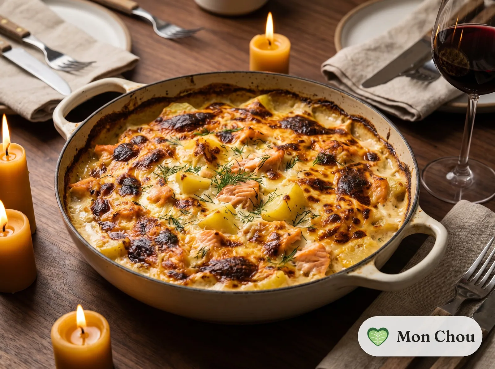 Salmon and potato gratin