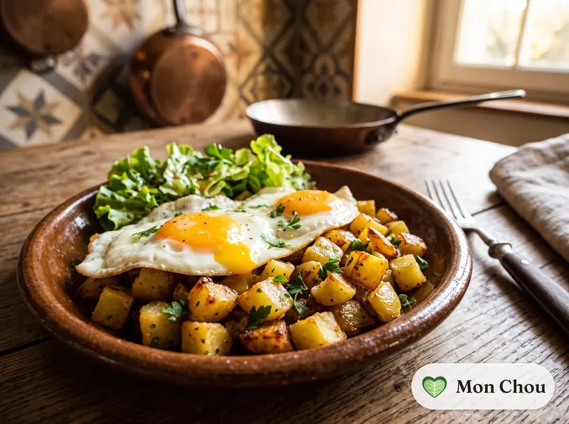 Œufs sur le plat et pommes de terre sautées