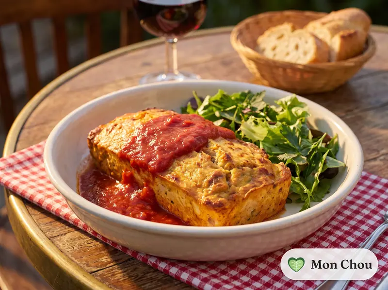 Pain de thon à la sauce tomate et salade