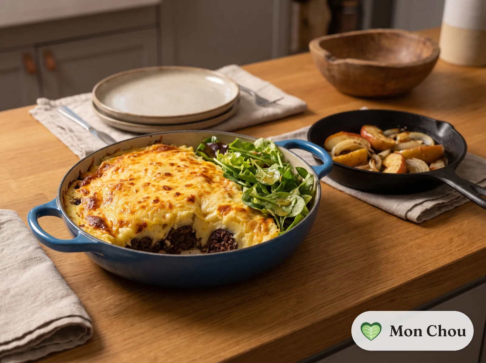 Parmentier de boudin noir et salade