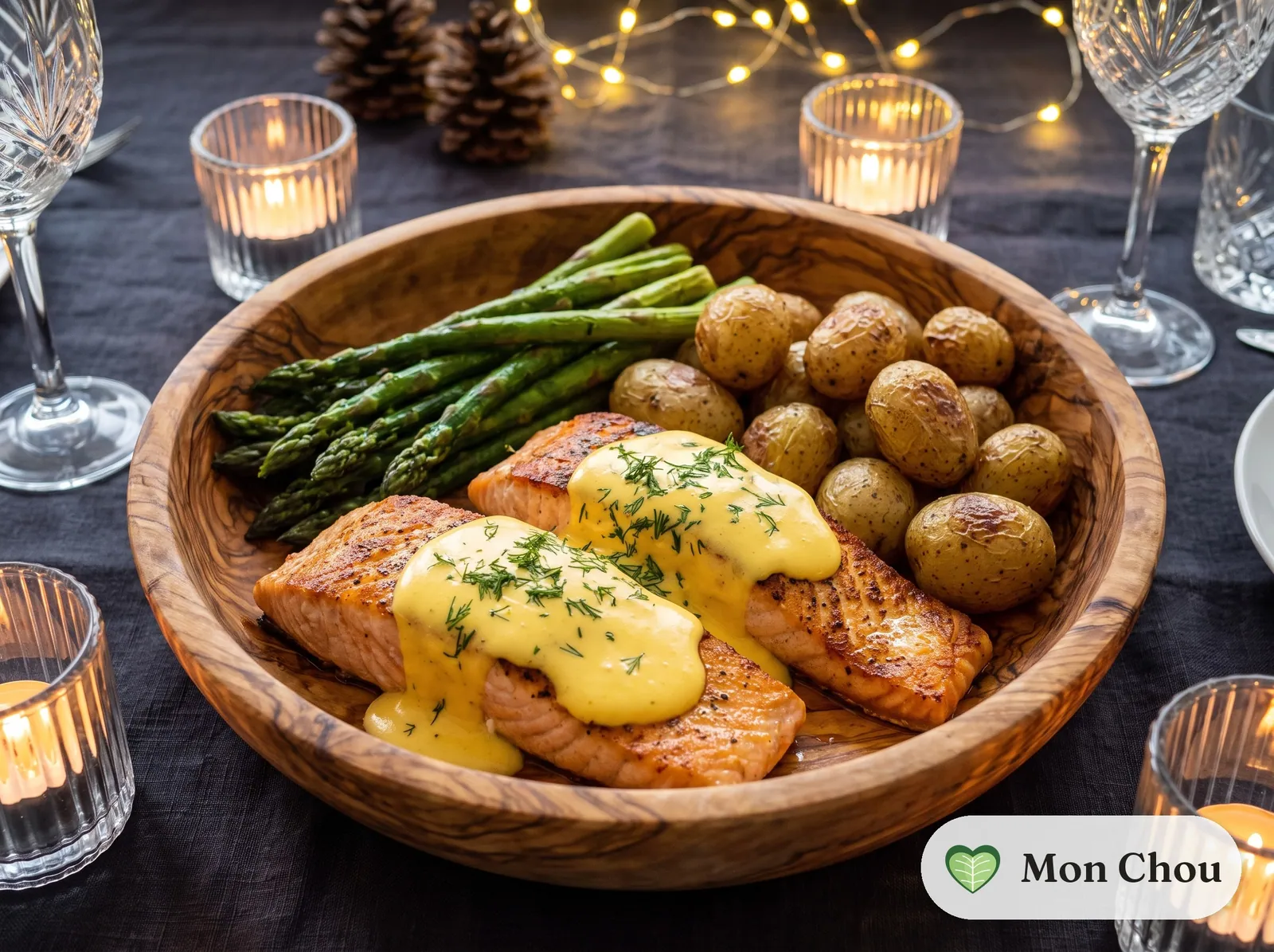 Saumon sauce hollandaise et asperges vertes