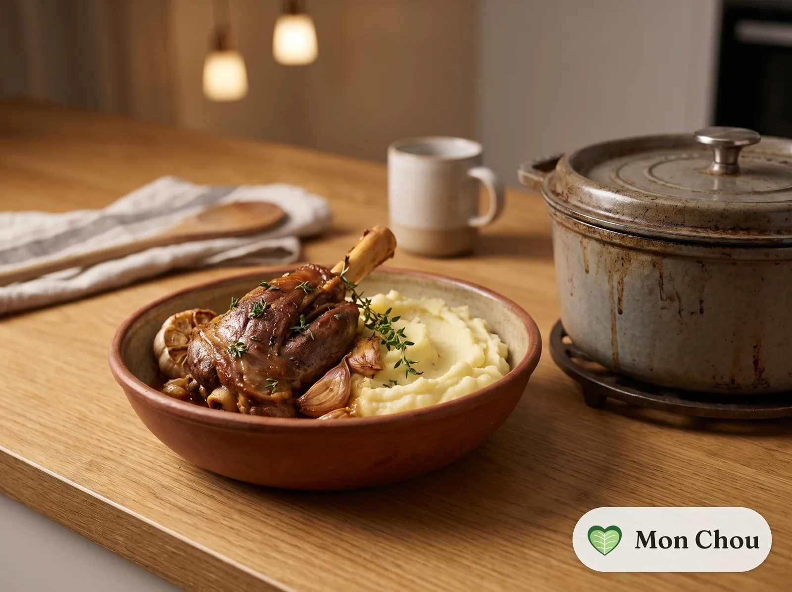 Souris d&rsquo;agneau au thym et purée