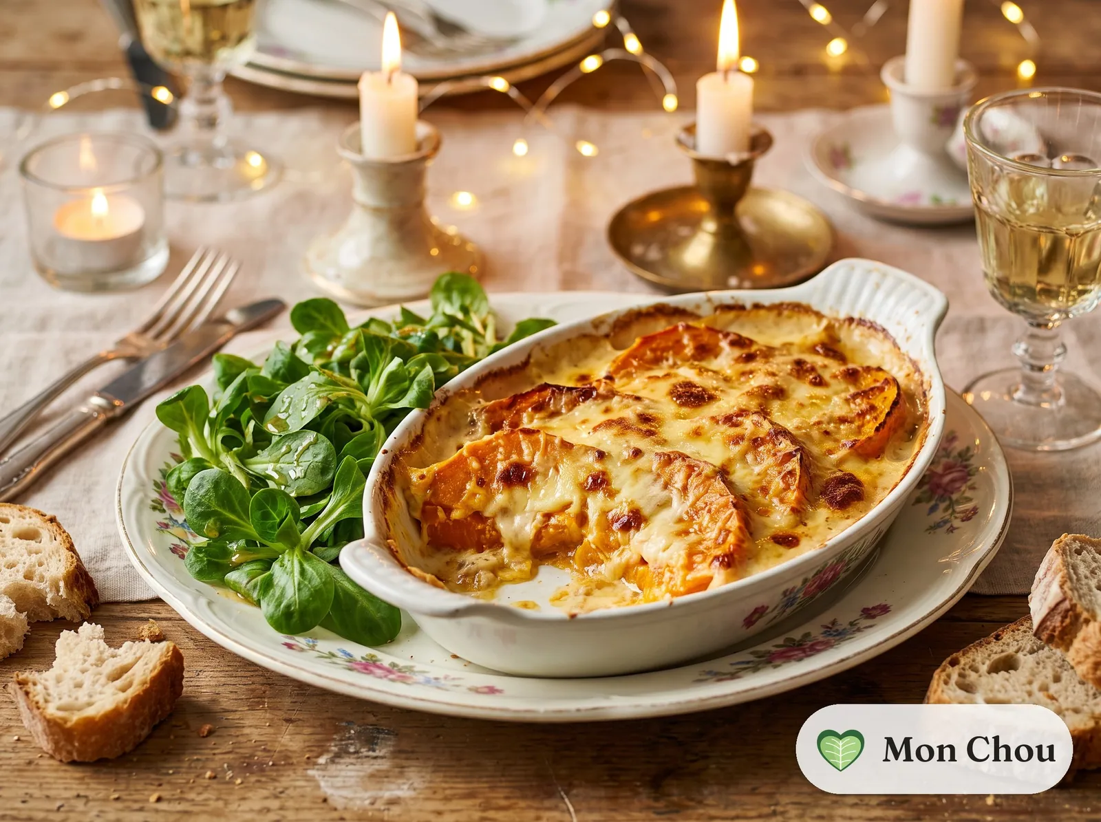 Gratin de butternut et salade