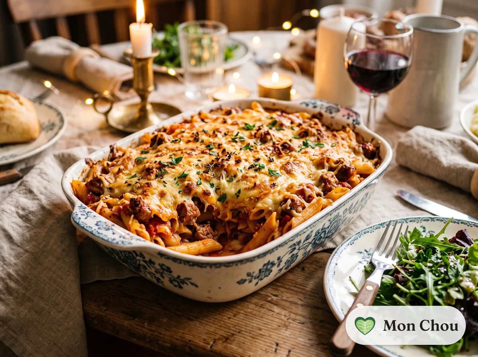 Gratin de pâtes à la saucisse et à la tomate
