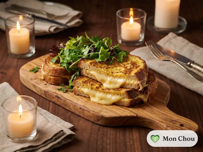 Pain perdu salé au fromage et salade