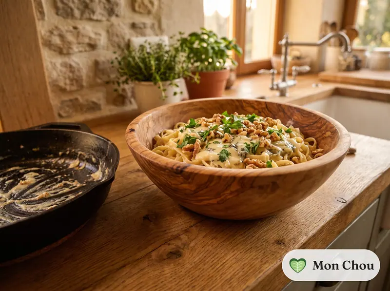 Pâtes au roquefort et aux noix