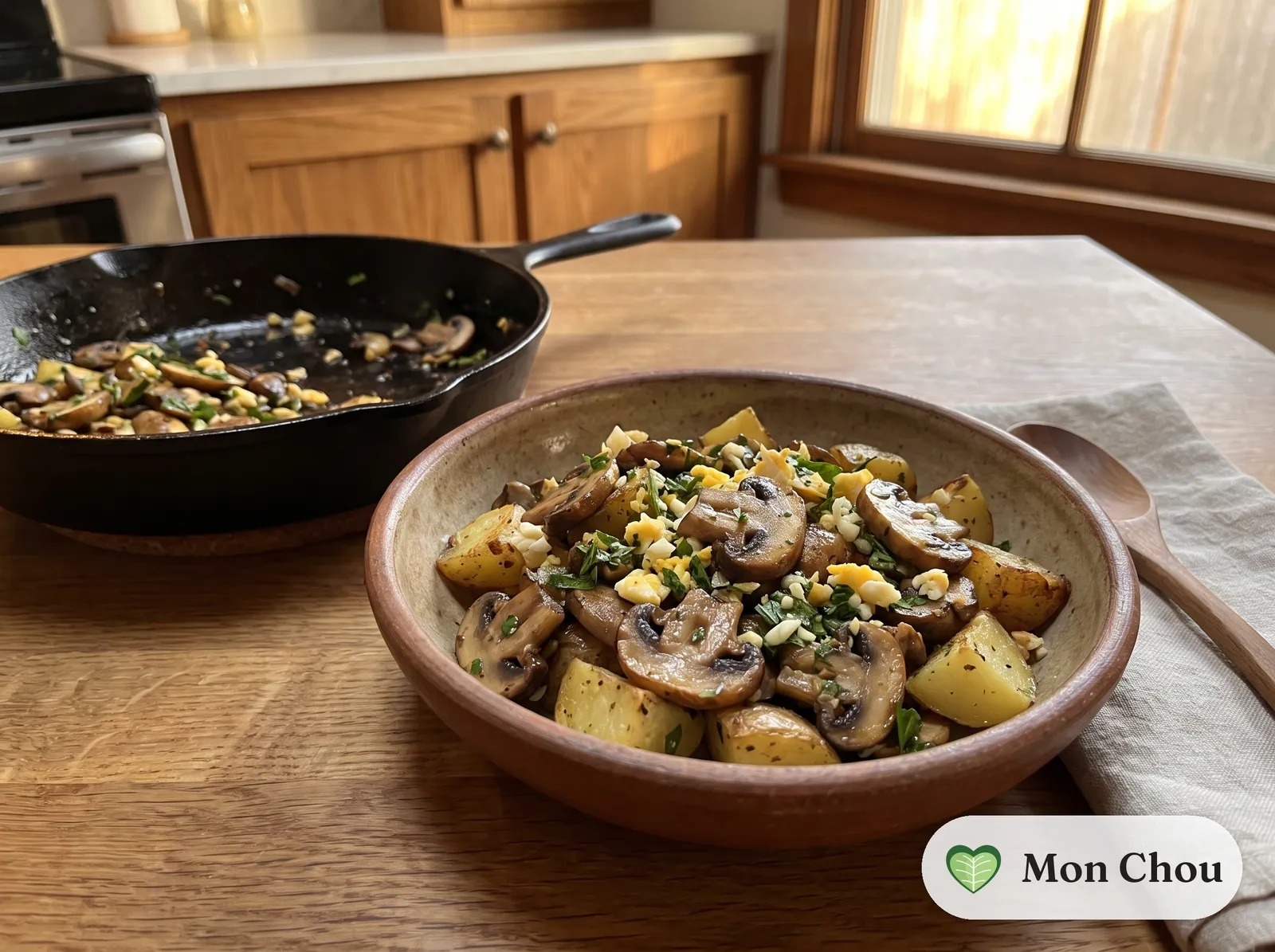 Poêlée de champignons en persillade et pommes de terre
