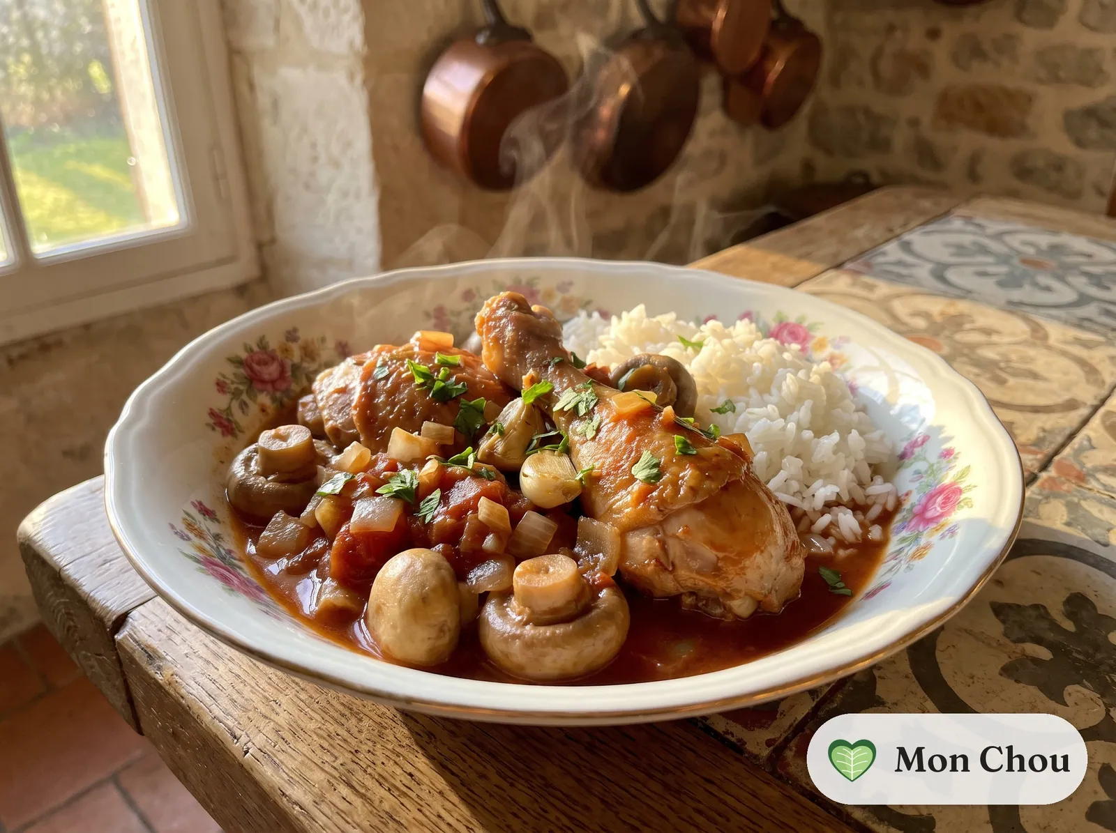 Hähnchen Marengo mit Reis