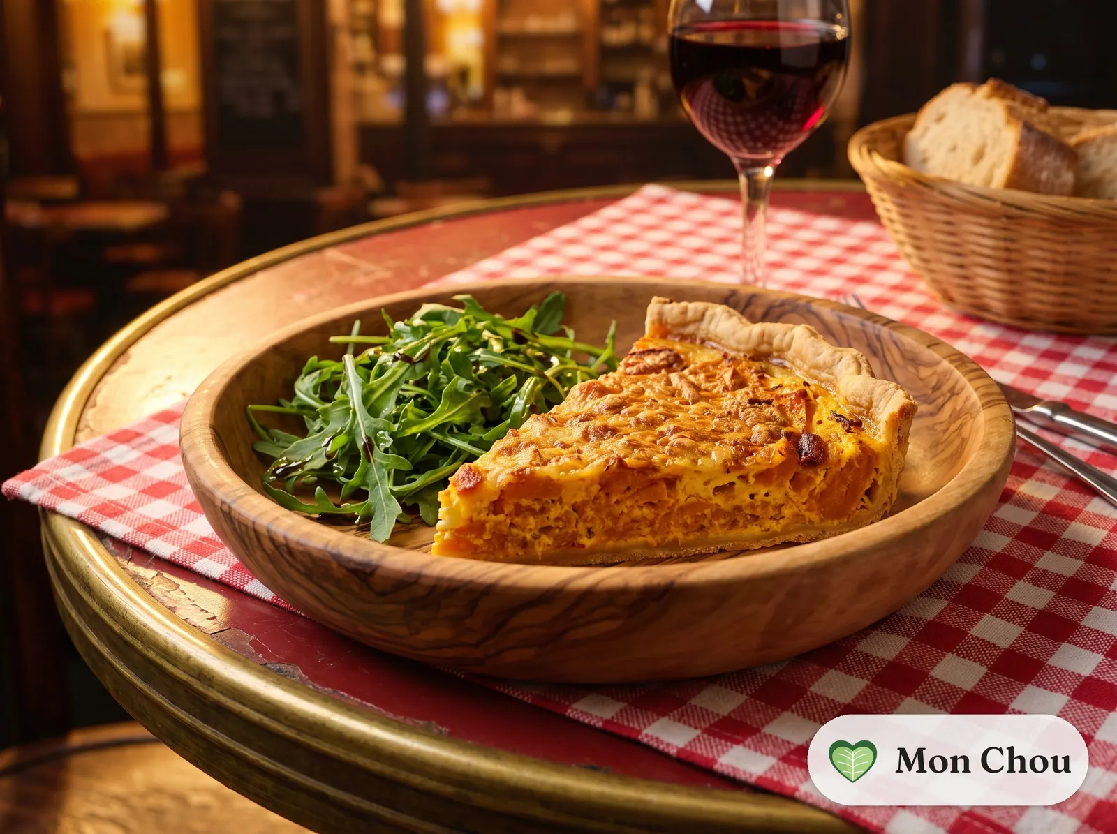 Pumpkin tart with arugula salad