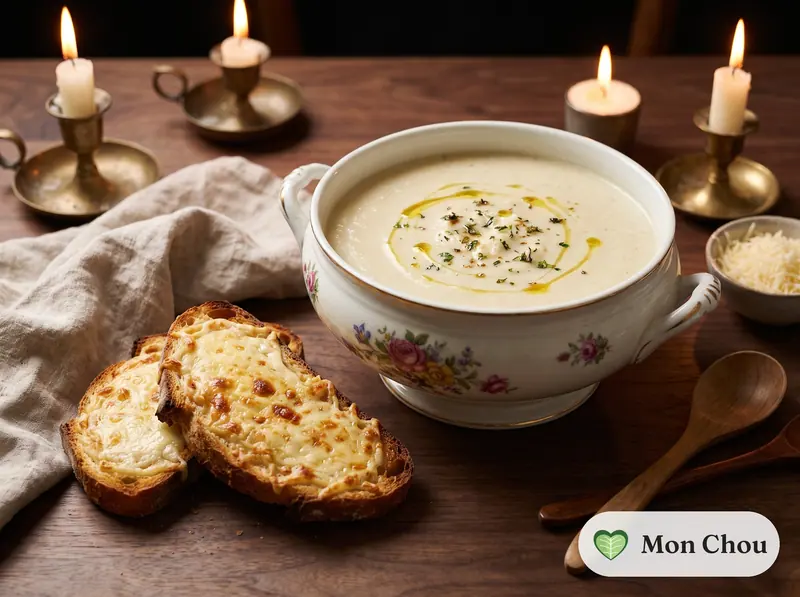 Velouté de chou-fleur et tartines au comté