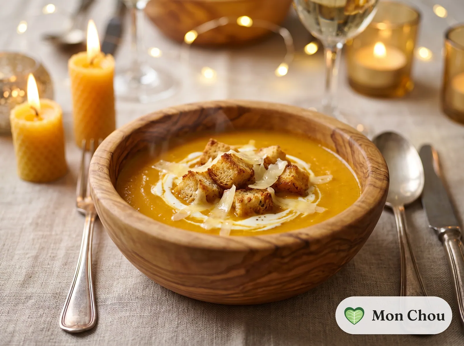 Süßkartoffelsuppe mit Croutons