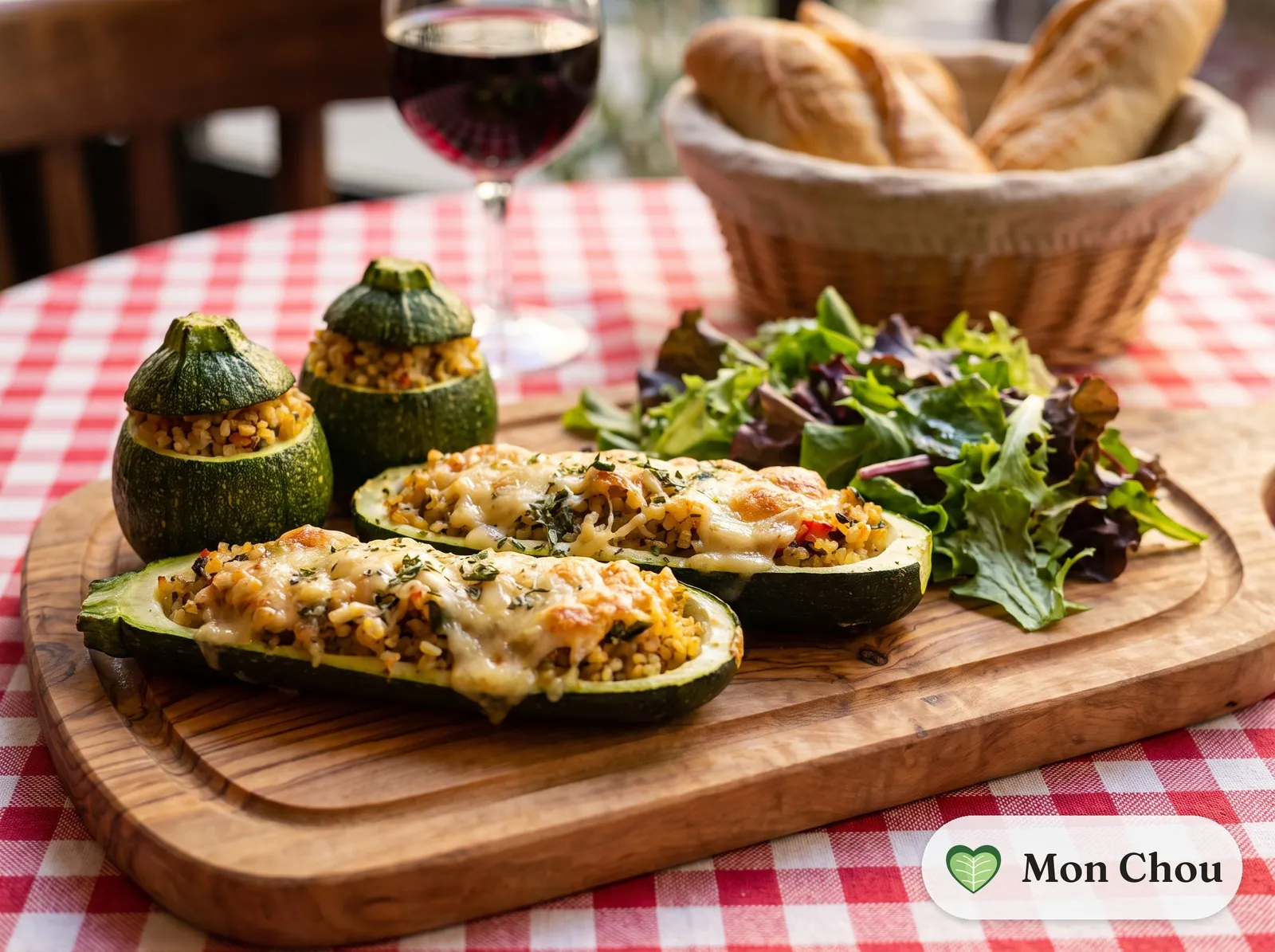 Gefüllte Zucchini mit Bulgur und Käse