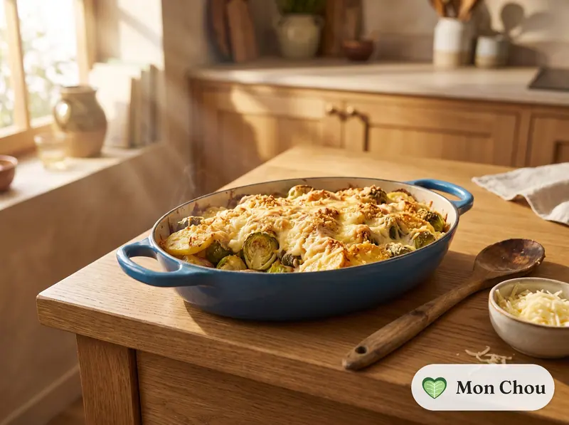 Gratin de choux de Bruxelles et pommes de terre