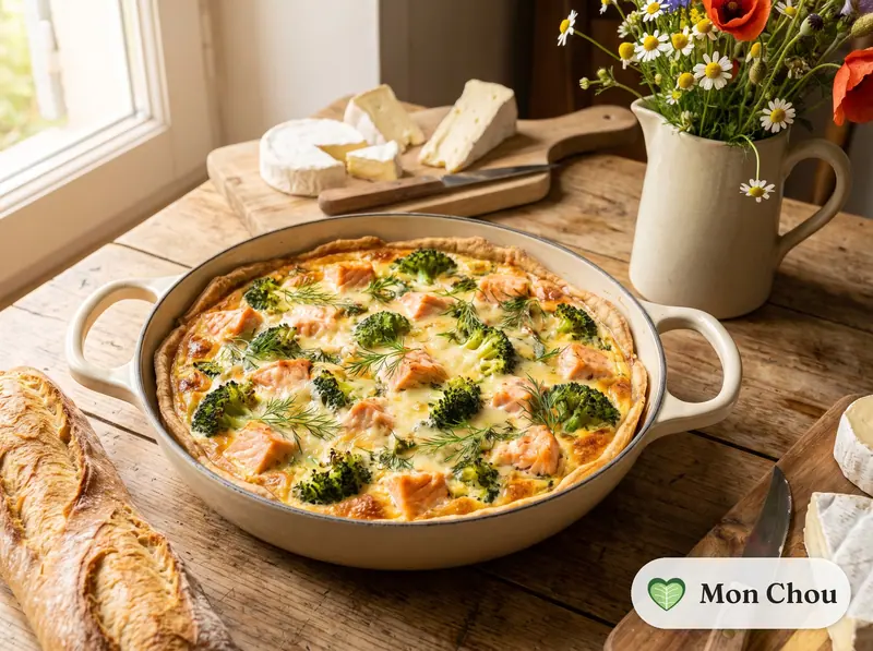 Quiche au saumon et brocoli