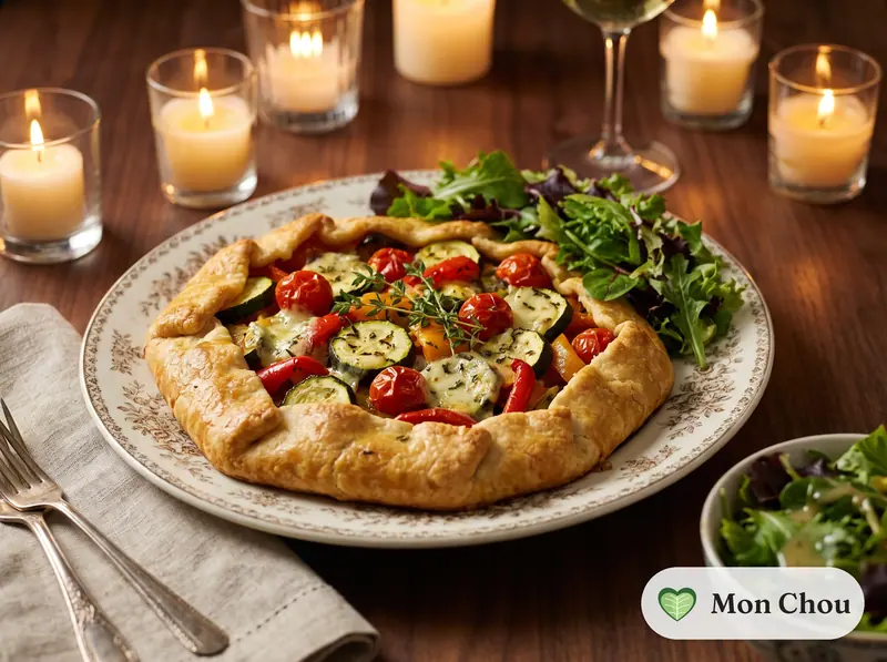 Tarte rustique aux légumes d&rsquo;été et salade