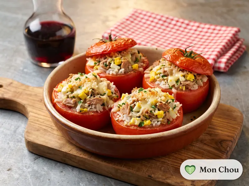 Tomates farcies au thon et riz