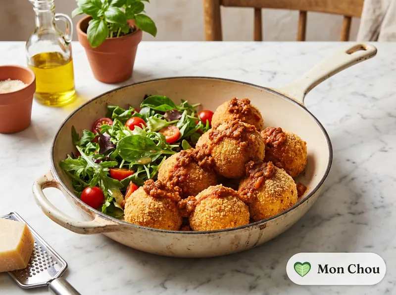 Arancini au ragù et salade verte
